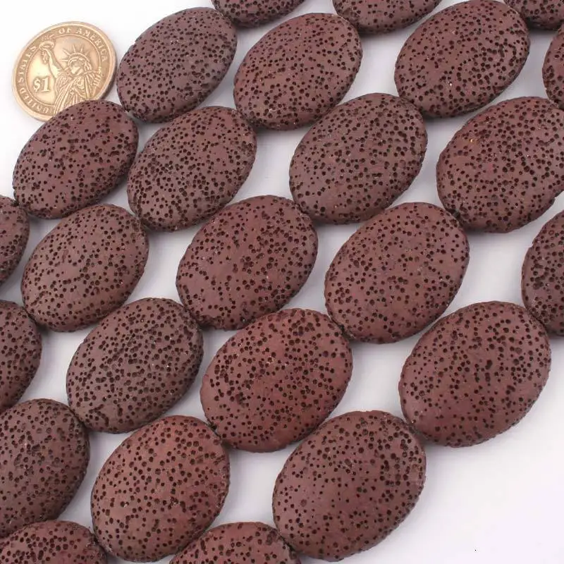 24x30 мм Гладкие Овальные Бусины Из лавового камня, бусины из натурального камня для самостоятельного изготовления ожерелья, браслетов, сережек, ювелирных изделий 14,"