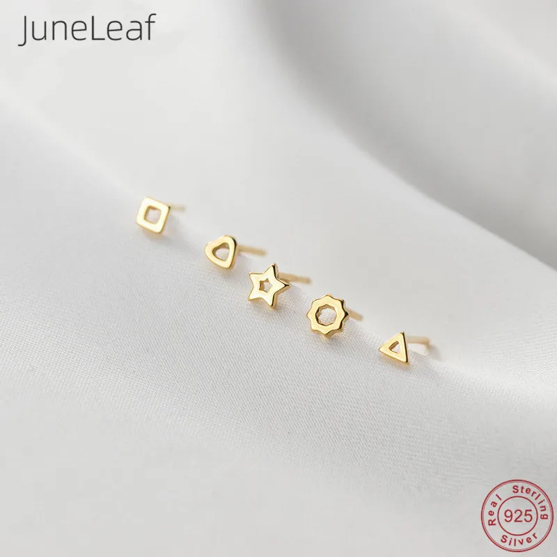 

JuneLeaf Minimalist Geometric Mini Small Love Star Stud Earrings For Women Korean Charming Teen Girl 925 Sterling SilverJewelry