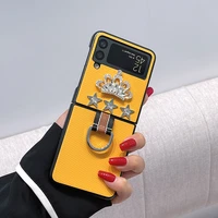 for samsung zflip3 cases luxury rhinestone crown ginger creative new year gift for samsung galaxy zflip3 ring half wrapped case