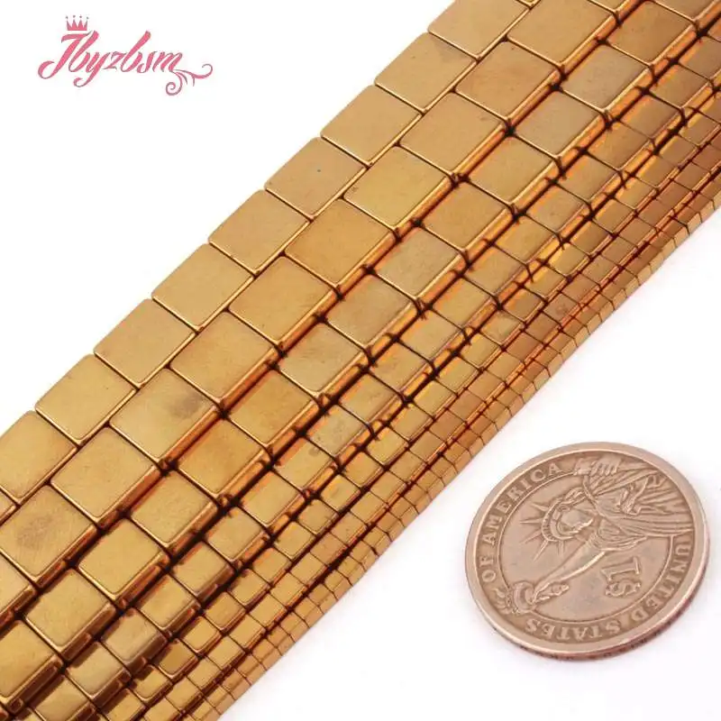 1-10 мм Гладкие квадратные золотистые Бусины Из Гематита | Украшения и аксессуары