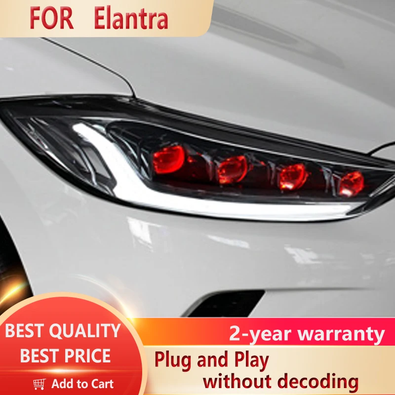 

Car Styling for Elantra LED Headlight 2016-2020 Headlights Front Lamp Drl Led Projector Lens Auto Accessories