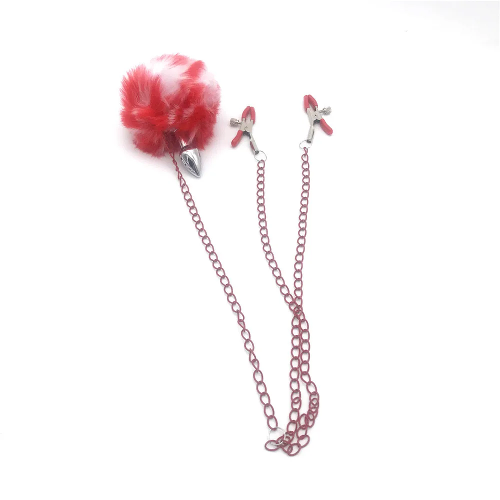 Зажимы для сосков женщин лисий хвост Анальная пробка секс раб зажимы груди БДСМ