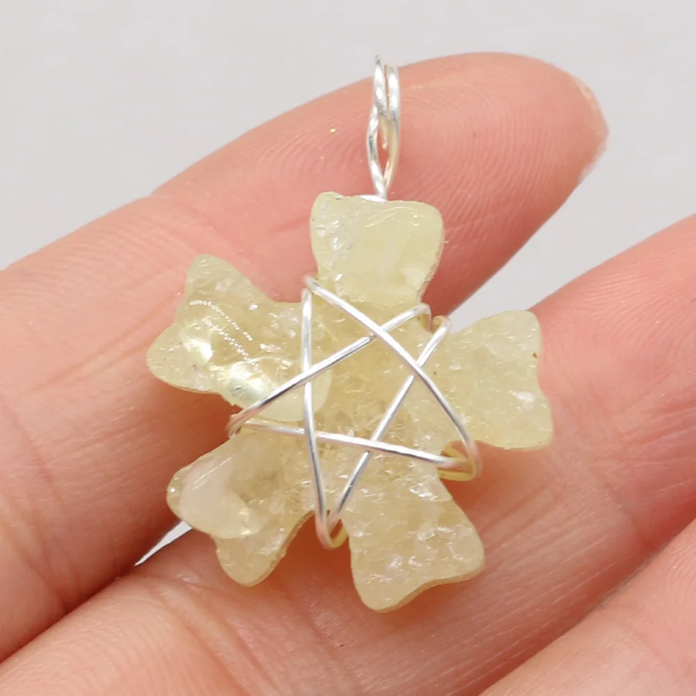 100% натуральный полудрагоценный камень топаз ручной работы серебряная нить кулон