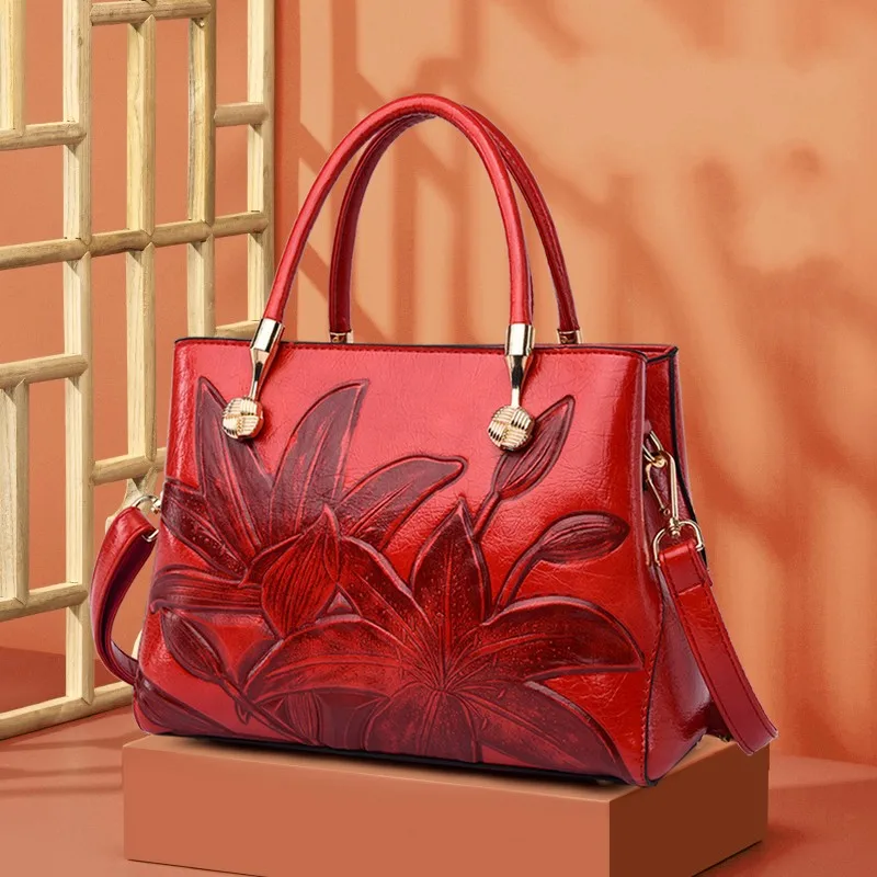 

Fashion Shoulder Bag Retro hit women's crossbody bag Female tote Designer Leather red large cheap handbags 2021 women's bran