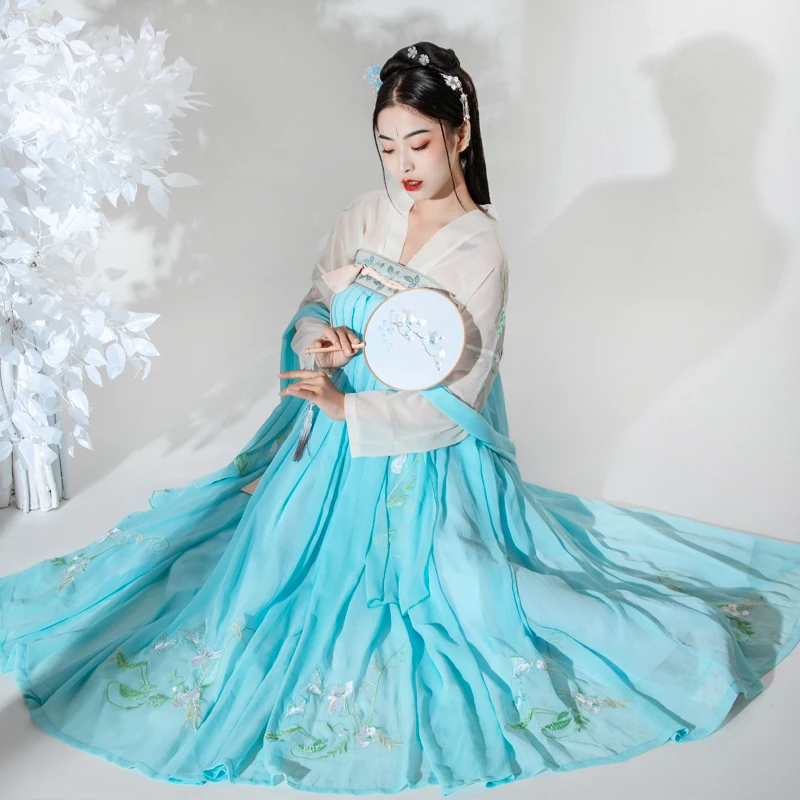 

Chinese Hanfu Traditional Ancient Dance Costume Women Photography Dress Folk Dresses Festival Outfist Performance Clothing