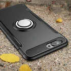 Противоударный чехол для iPhone 12, 11, 7, 6, 6s, 8 Plus, X, XR, XS Max, задняя крышка из силикона и поликарбоната с магнитным автомобильным держателем, металлическая подставка с кольцом для телефона