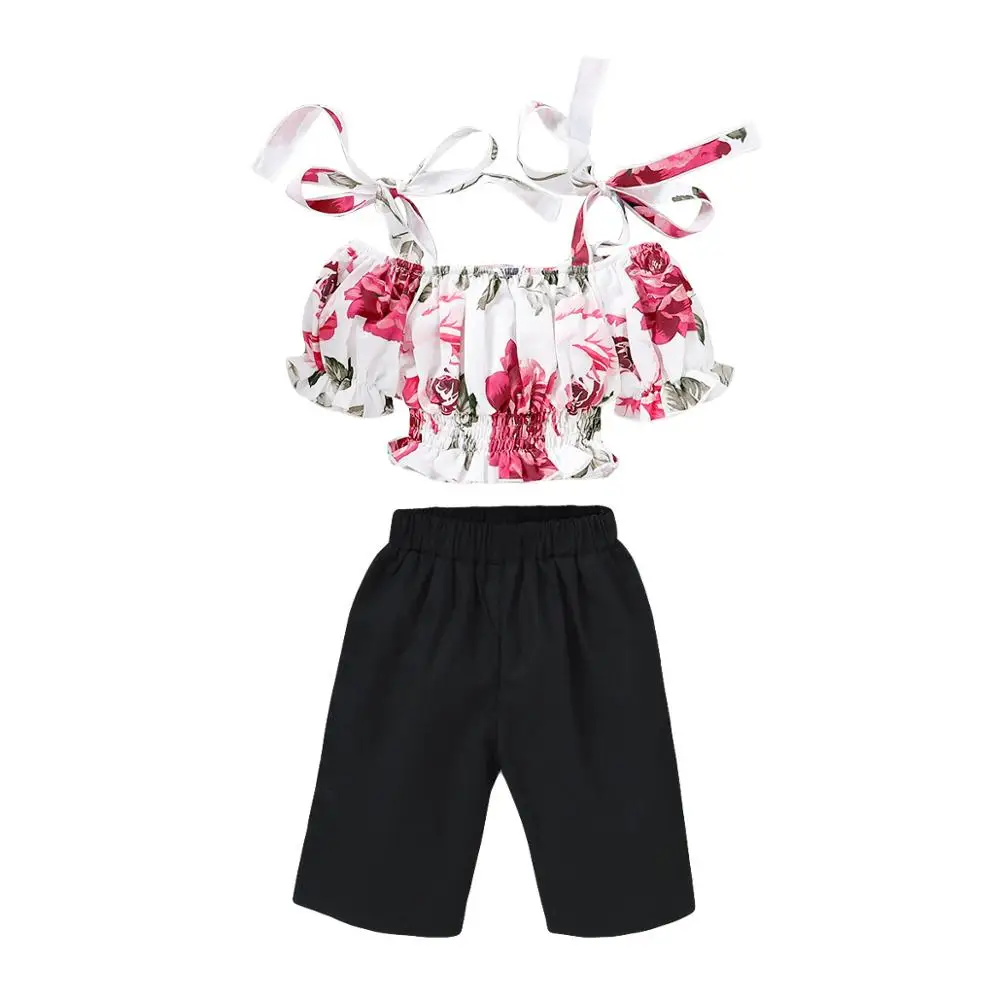 Новинка лета 2020 наряды для маленьких девочек топ с открытыми плечами и большим