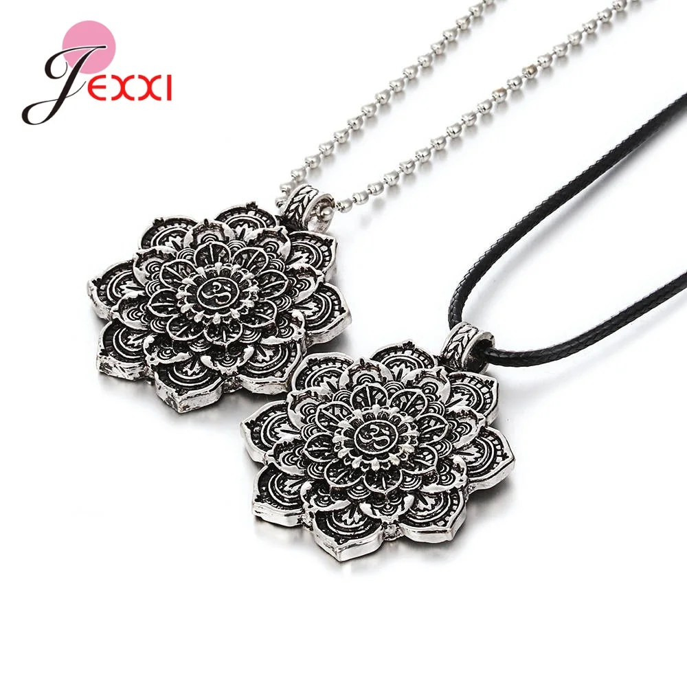 

Newest Design Genuine 925 Sterling Silver Charm Necklace For Women Leather/Bead Chain Option Novel Women Fashion Jewelry Gift