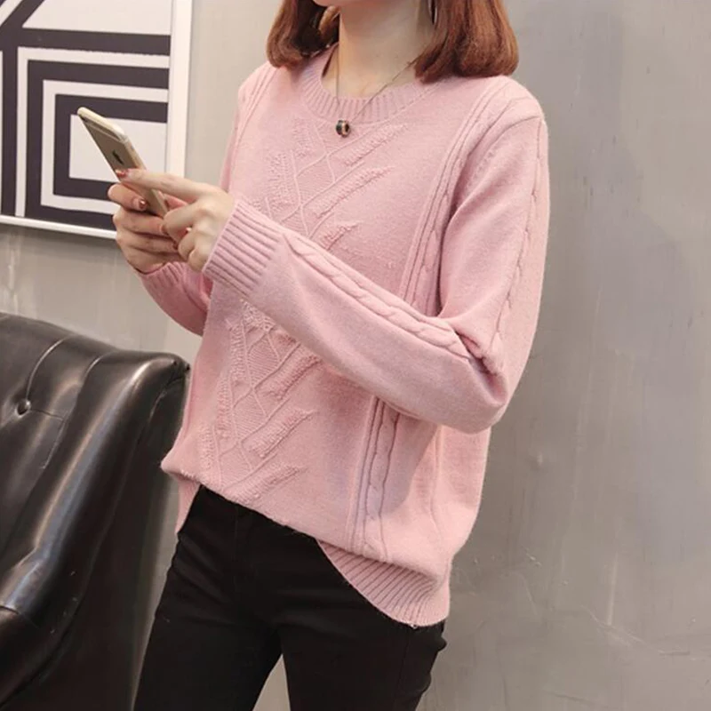 TIGENA Thicken Warm Loose O-neck Sweater Women 2019 Autumn Winter Long Sleeve Knitted Pullover Female Jumper Tops | Женская одежда