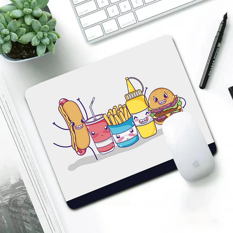 

small 22x18cm office leisure edge anti slip washable laptop game mouse pad for girls Fashion Notebook mouse pad Cartoon food