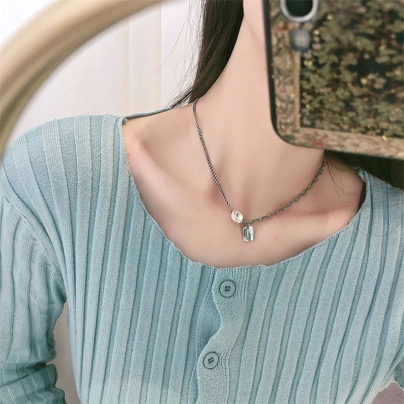 

Free Shipping Letters Good Luck Asymmetric Choker Chain Necklace Tibetan Silver Gothic Hip Hop Jewelry Women Lady Necklaces 2020