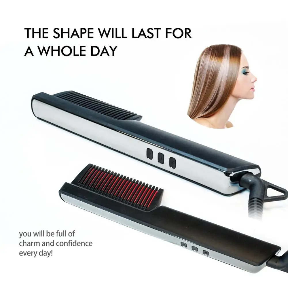 

2020 Newest Hair Straightener Comb Smoothing Hair Hot Heating Beard Comb for Man Short Hair Use Black Electric Comb
