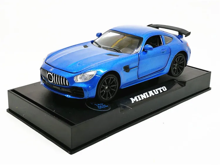 1/32 литой спортивный автомобиль из сплава, модель Benz AMG GTR, вытяжной светильник со звуком, литые игрушки, модели автомобилей для детей, подарки на день рождения