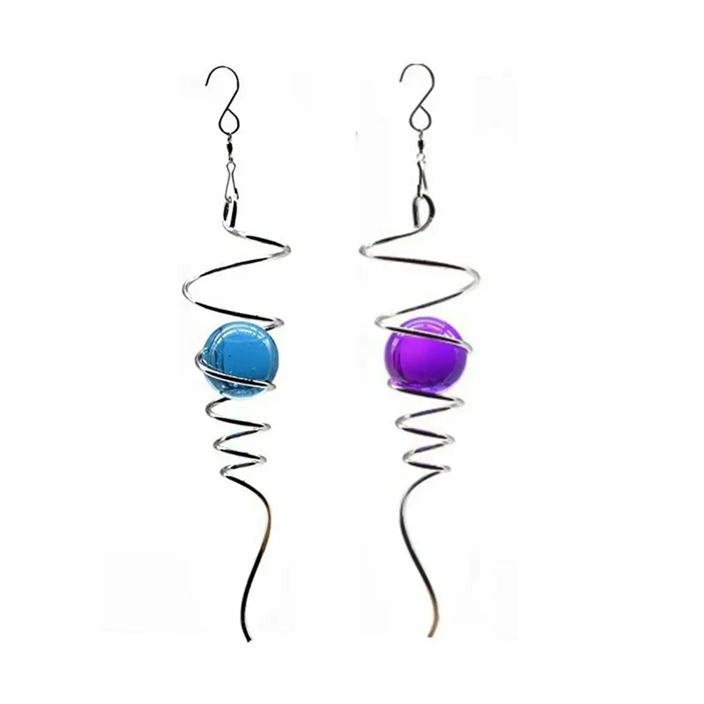 

Indoor And Outdoor Decoration Stainless Steel Glass Ball With Hanging Rotating Hook 11 Inch Crystal Ball Wind Chime Pendant