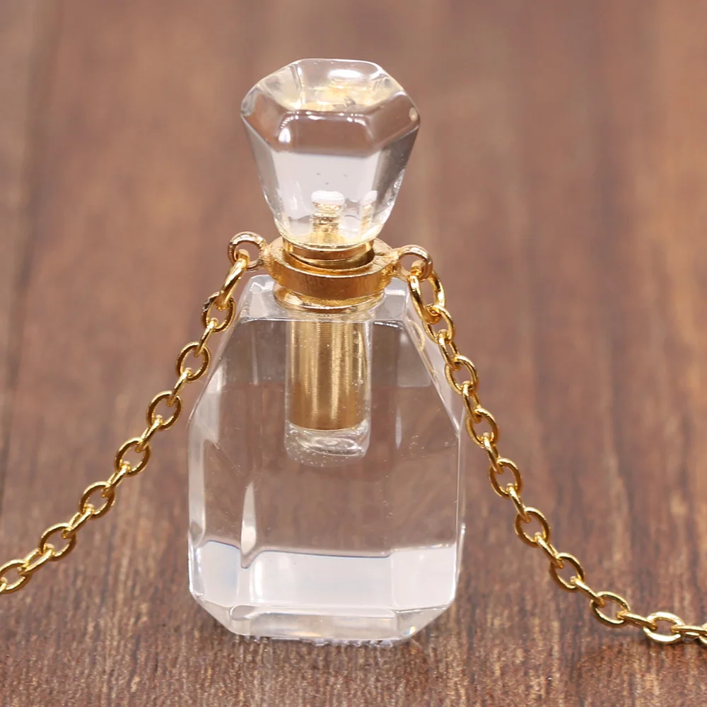 

Trendy Stainless Steel Chain Natural Stone Crystal Necklace Quartz Pendant for Women Fashion Party Jewelry Necklace Gifts