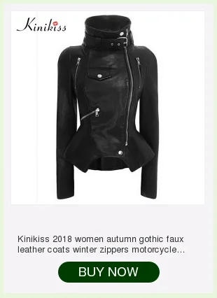 Kinikiss, женское осеннее готическое пальто из искусственной кожи, зимняя мотоциклетная Черная куртка на молнии, модная верхняя одежда, куртка из искусственной кожи