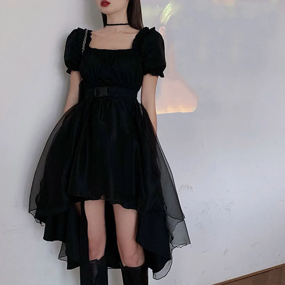 Женское асимметричное платье Rosetic готическое винтажное Сетчатое с пышными