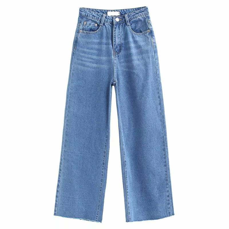Женские джинсы с завышенной талией однотонные повседневные широкие в