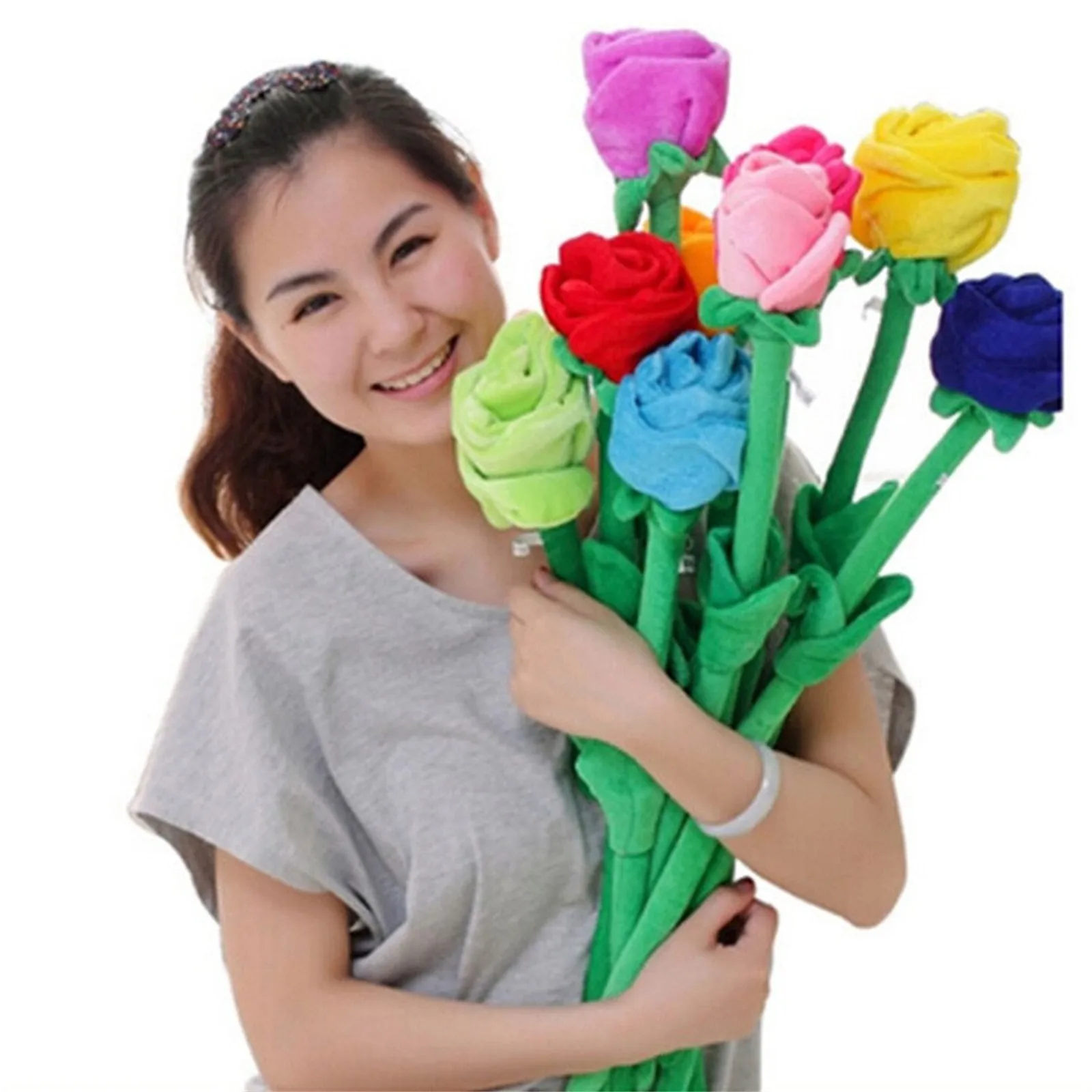 

Simulation Plush Rose Assorted Colors Rose Long Flexible Stem Rose Boy Girl Plush ToyFor Decoration Juguetes Para Nios 2021