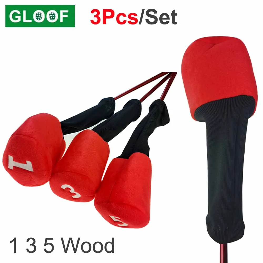 

3Pcs/Set 1/3/5 Golf Head Covers for Driver & Fairway Woods - Knit Fabric Headcovers, Designed to Fit All Woods and Drivers