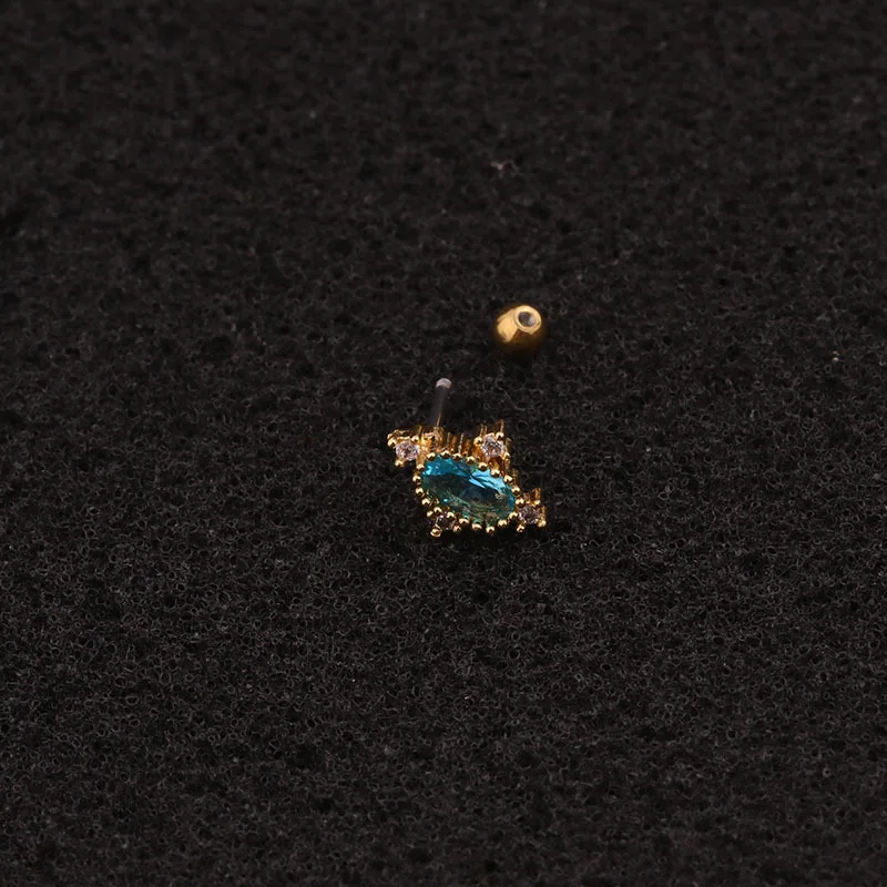 

2Pcs Gold Silver Color CZ Tragus Cartilage Stainless Steel Helix Ear Stud Piercing Crystal Zircon Daith Earring Woman Jewelery