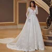 elegant church turkey wedding dresses long sleeve lace bride dress 2021 vestido de noiva illusion back princess wedding gowns