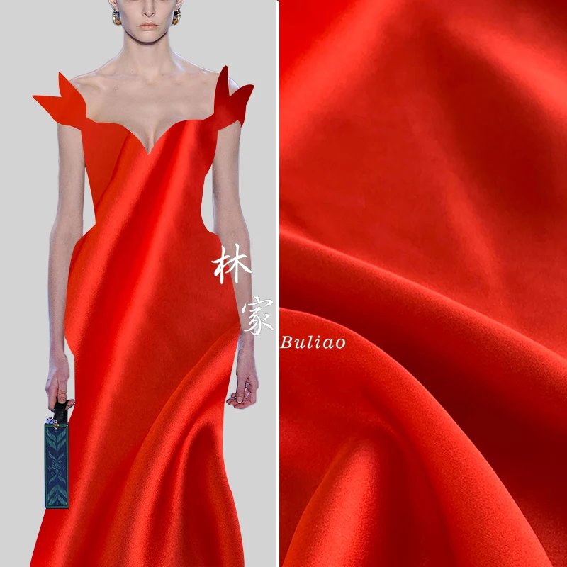

Glossy Silk Satin Cloth Width 135 Cm Mulberry Silk Silk Dress Shirt Apparel Fabric Orange