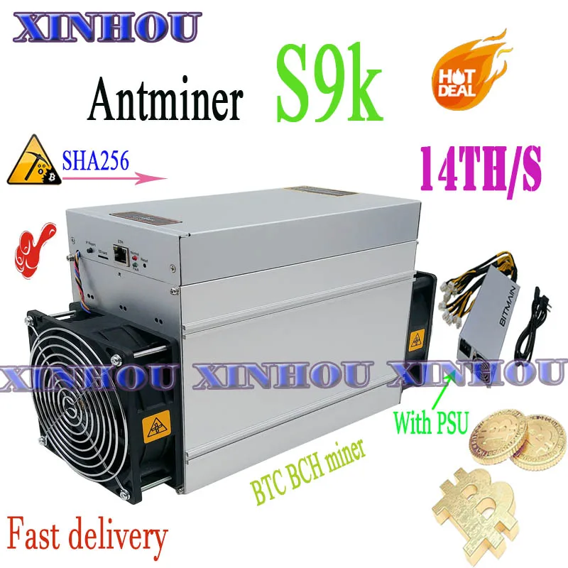 Используется BITMAIN ASIC miner AntMiner S9k 14TH/s SHA256 BTC BCH mining лучше чем S9 S9j T9 + T17 S17 Ebit E9 E9i E10 E10.2