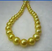 AAA+10-11MM REAL PICTURE NATURAL SOUTH SEA GOLDEN PEARL NECKLACE 14K yellow GOLD