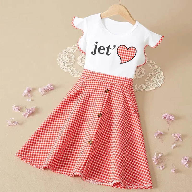 

Girls Summer Dress Plaid Pattern Kids Party Dresses For Girls Patchwork Children Dresses Casual Clothes Girl 4 6 8 10 12 Years