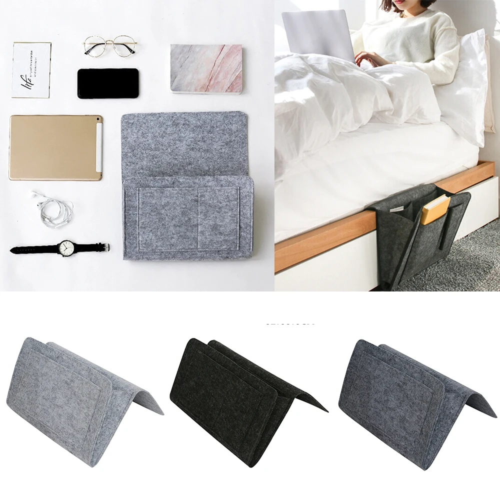 

Sofa Bedside Felt Storage Bag Tablet Fit Hanging Holder Pocket Organizer Book Collection Bed For Dormitory