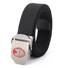 Холщовый ремень с автоматической пряжкой для мужчин и женщин, модный толстый тактический военный холщовый пояс с Железным человеком, трендовый модный ремень с металлической пряжкой