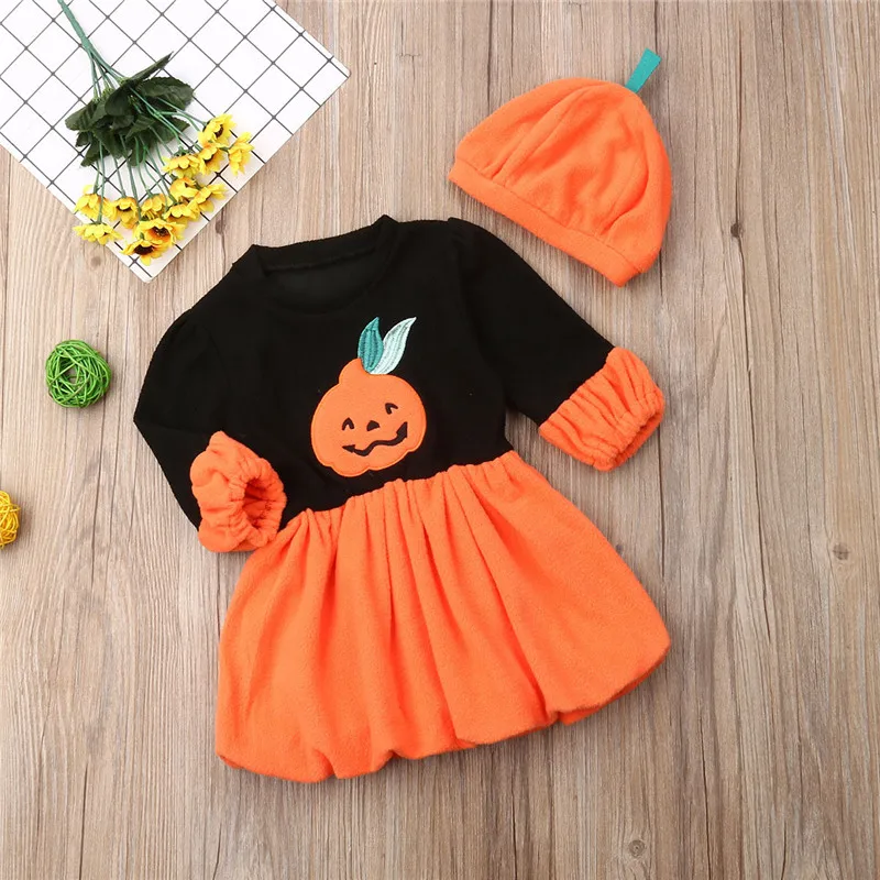 Комплект одежды с тыквой для Хэллоуина милое платье трапециевидной формы