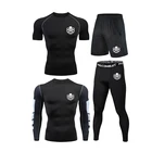 Мужской спортивный костюм, компрессионная футболка, леггинсы, быстросохнущая Спортивная одежда для бега, бега, спортзала, фитнеса, тренировок, спортивный костюм для ММА, мужская спортивная одежда, 4 шт.комплект