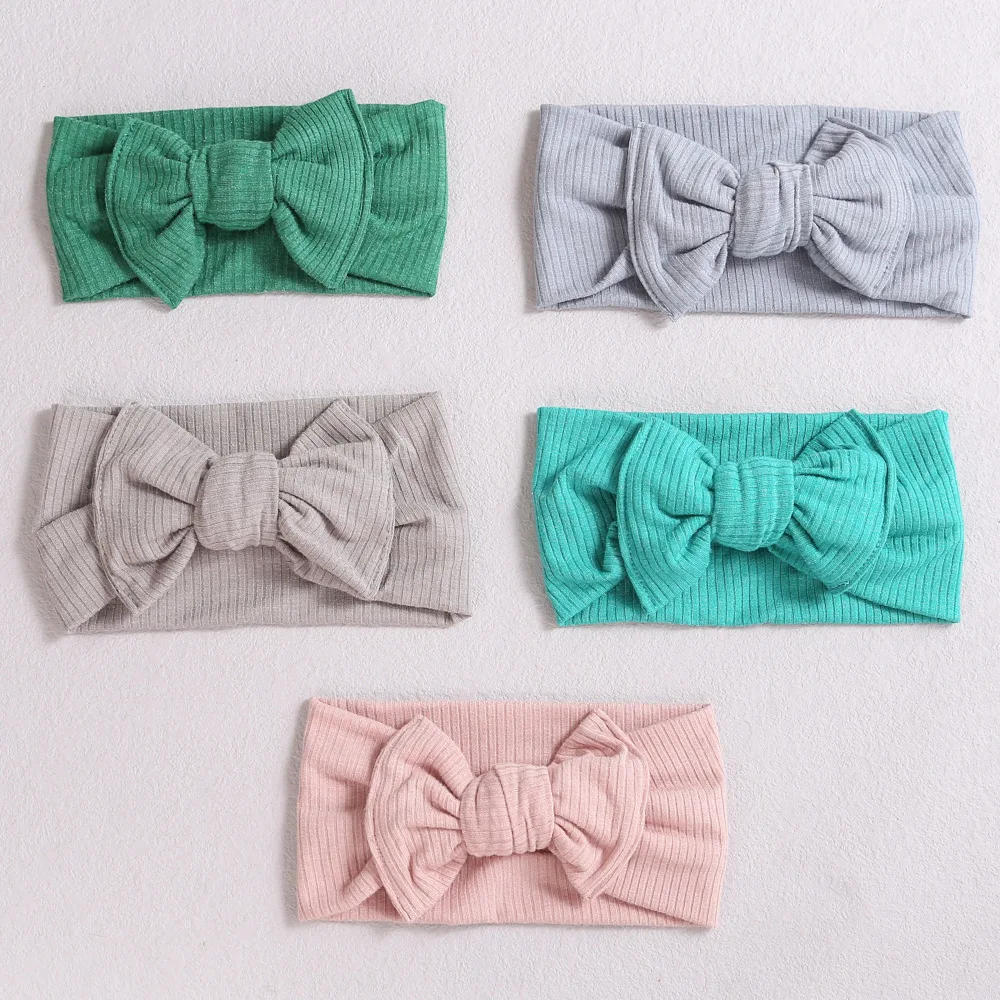 

Baby Bow Cotton Headbands hair accessories Kids Toddler Ribbed Hairbands Elastic Headwear Girls Designer Head Bands Wholesale