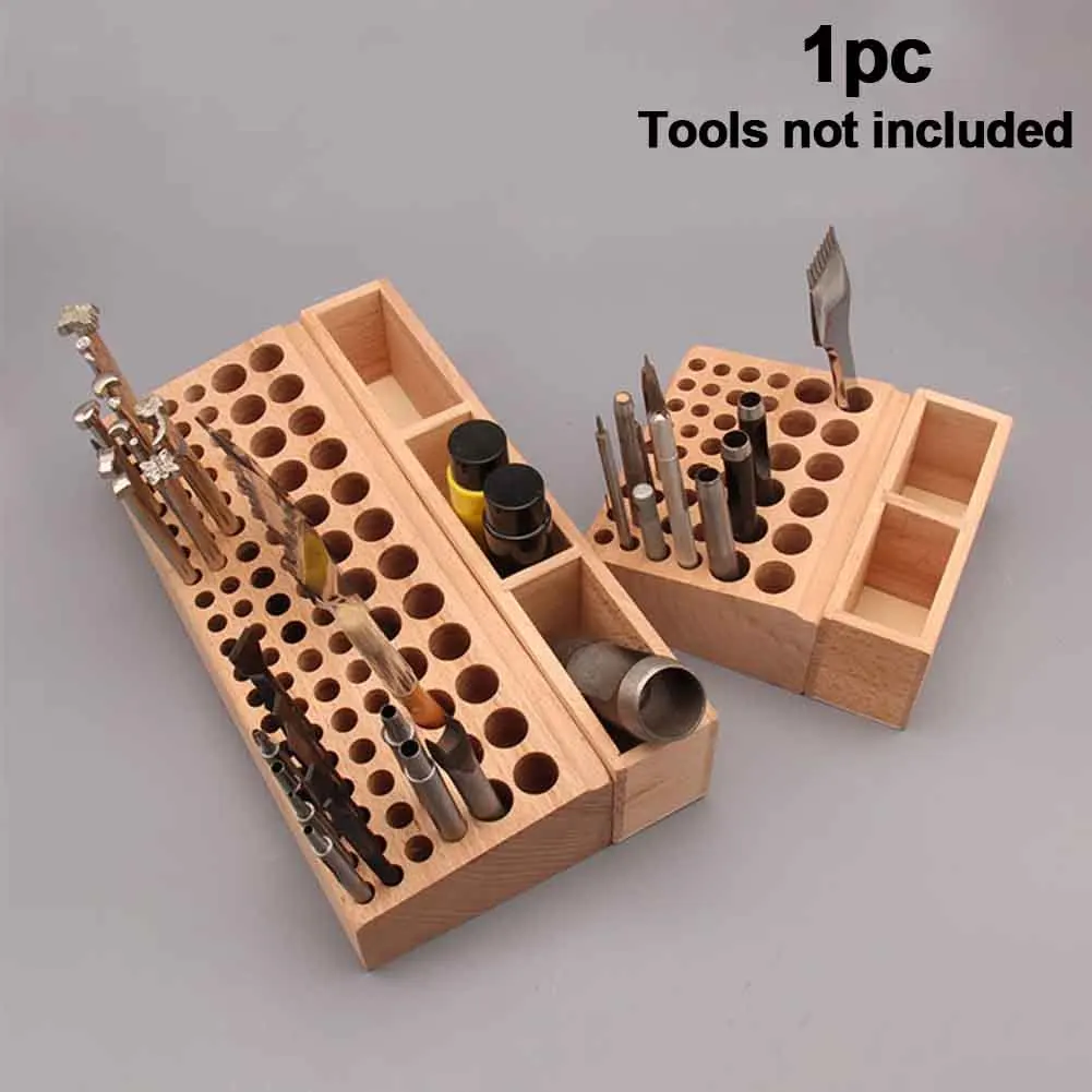 

Stamp Punch Accessories Multi Holes Workroom Beech Leather Craft Tools Holder Home Free Standing DIY Woodworking Multifunctional