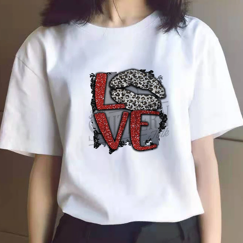 

Harajuku Heart Print T Shirt Women Short Sleeve O Neck Loose Tshirt 2020 Summer Tee Tops Short Sleeve Female Camisetas Mujer