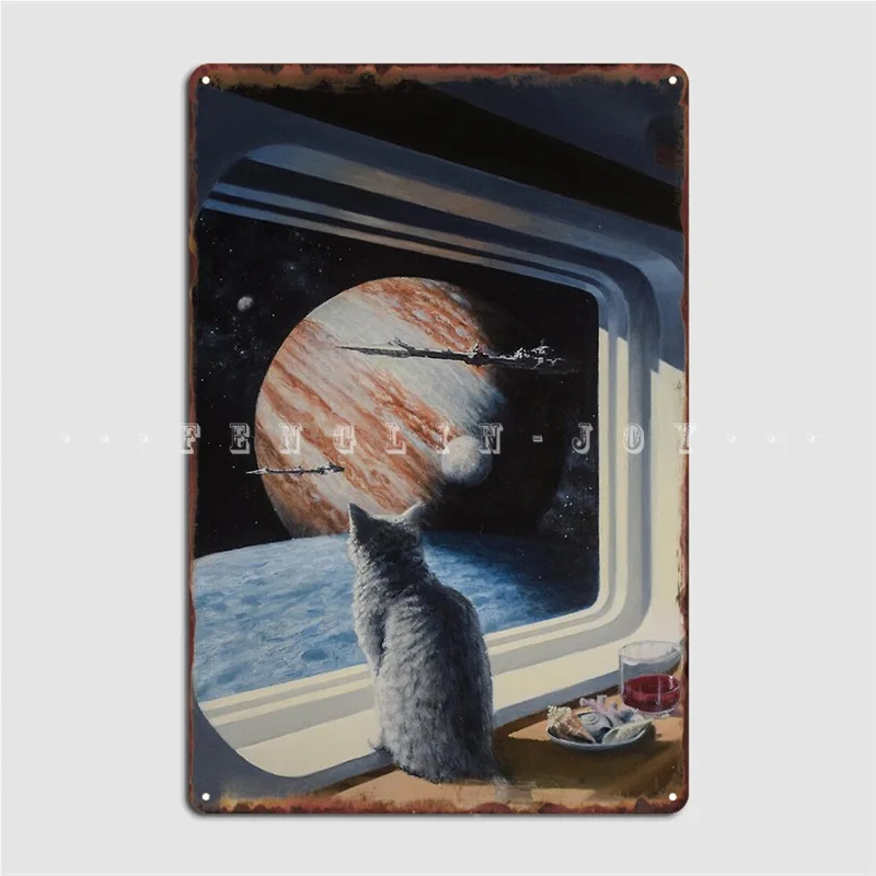 Металлический плакат с котом корабля клубный кинотеатр украшение гаража на