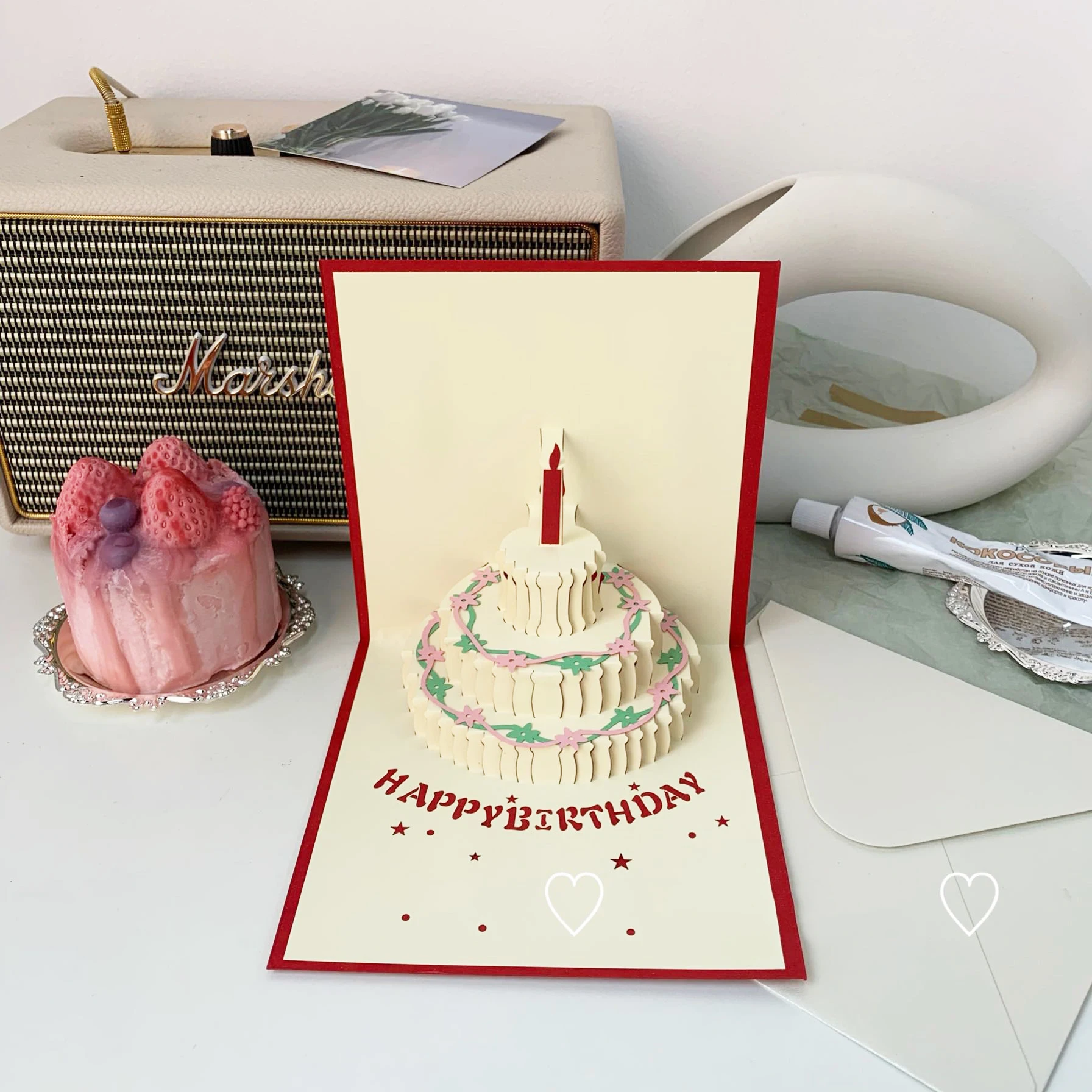 Открытка с днем рождения креативная 3D открытка тиснением бумажный торт