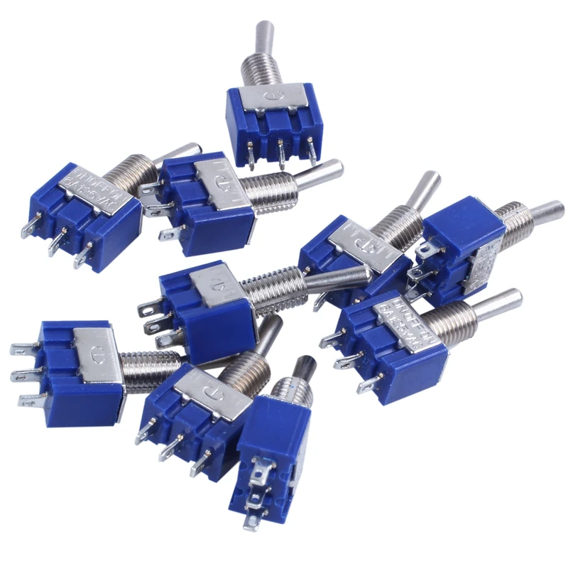 GTBL 10 шт. AC 125V 5A SPDT ВКЛ-ВЫКЛ-ВКЛ. Миниатюрный тумблер синий | Строительство и ремонт