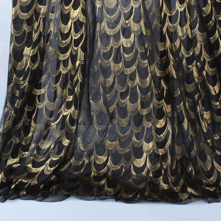 Легкая Золотая бронзовая шкала Перо хвоста шифоновая ткань sheer hanfu материал