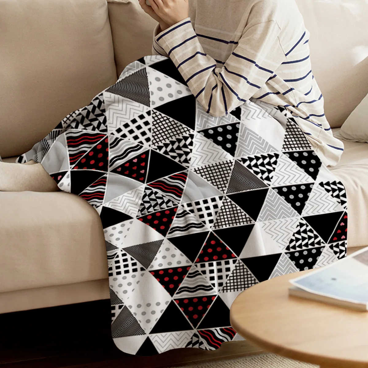 Абстрактный принт с геометрическим узором мягкие флисовые одеяла теплые