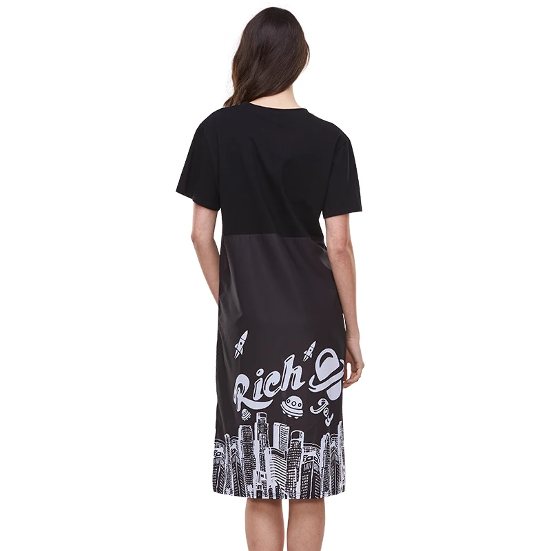 Женское летнее платье-футболка свободное Повседневное с принтом модель 2018 1547 |