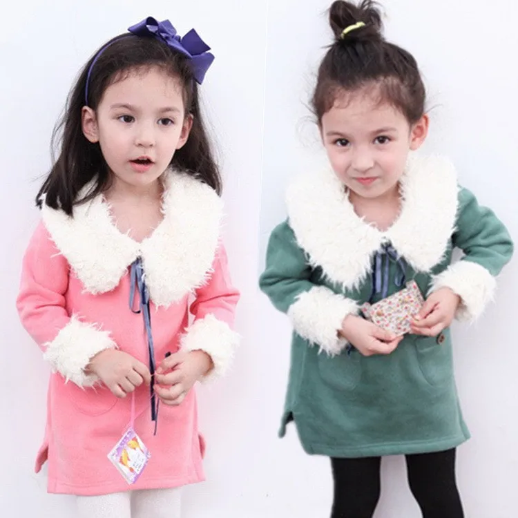 Детская плюшевая осенне зимняя длинная футболка милый теплый топ для девочек