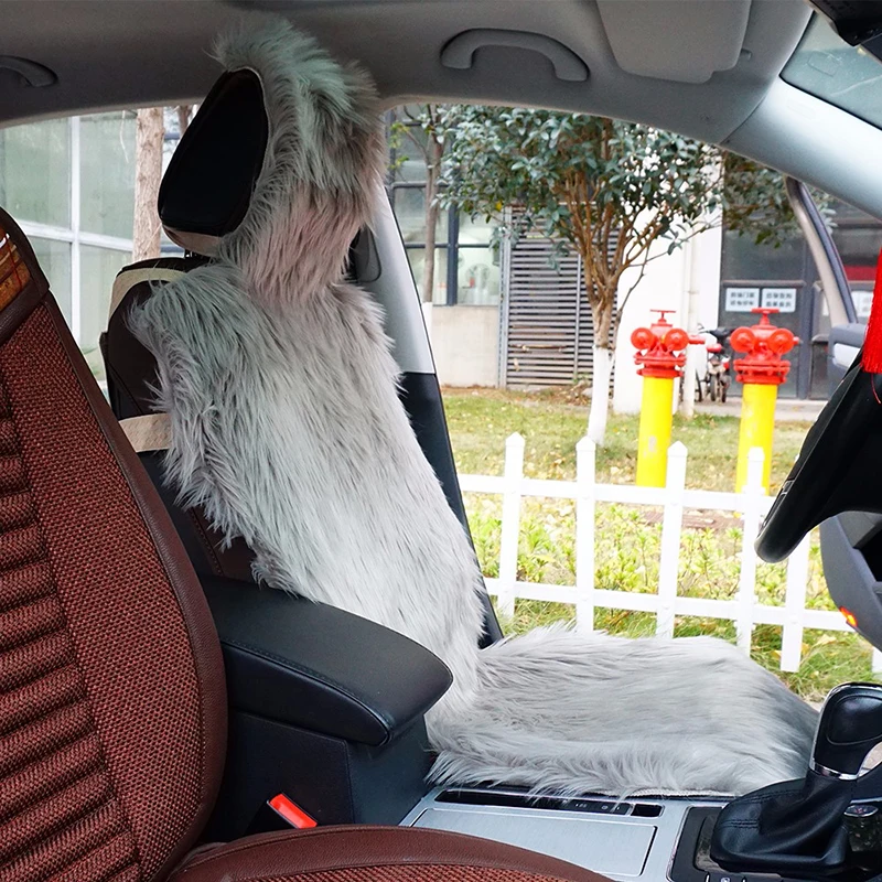 1PC Front Car Seat Covers Sheepskin Chair Seat Protector Support Mat Universal Winter Plush Car Warm Seat Cover Auto Accessories