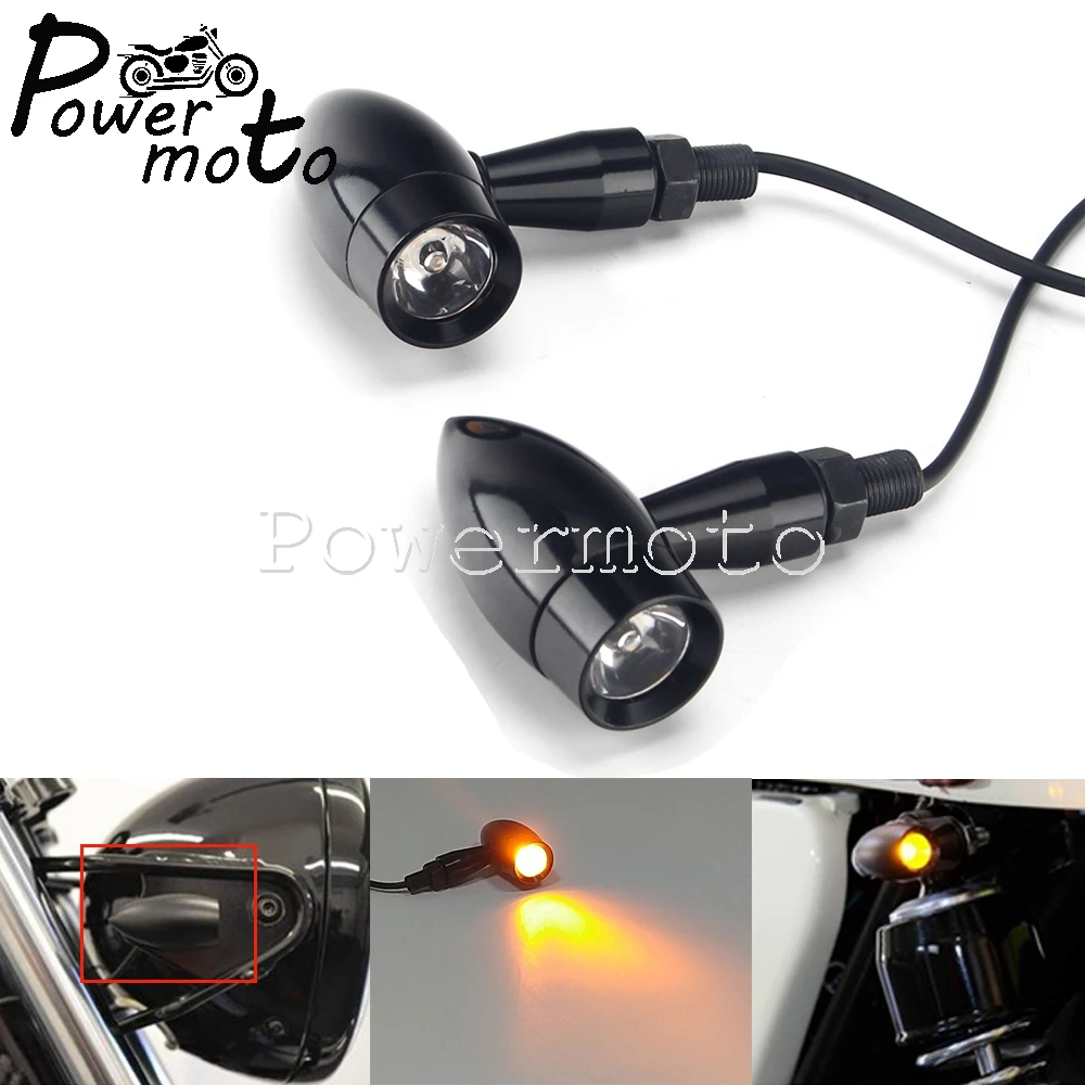 

12V LED Bullet Amber Turn Signal Indicator Running Light For Harley Sportster Touring Softail Chopper Bobber Cafe Racer Cruisers