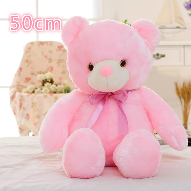 50cm Pink Bear 50 см красочные светящиеся плюшевая собака светодиодный светильник Подушка Детские Мягкие игрушки кукла животного подарок на день рождения для ребенка - Цвет: 50cm Pink Bear