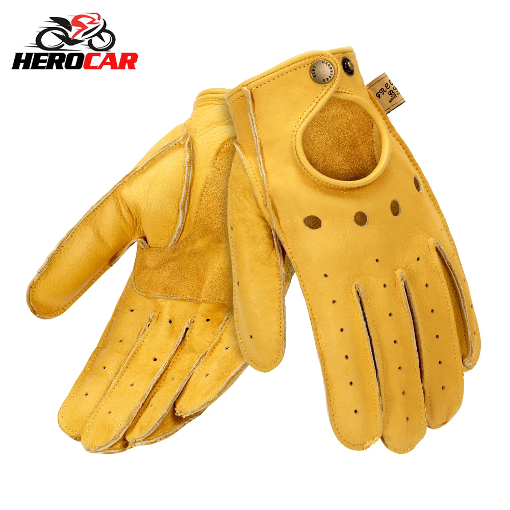 Мотоциклетные Перчатки Guantes мужские коричневые Ретро перчатки мотоциклетные