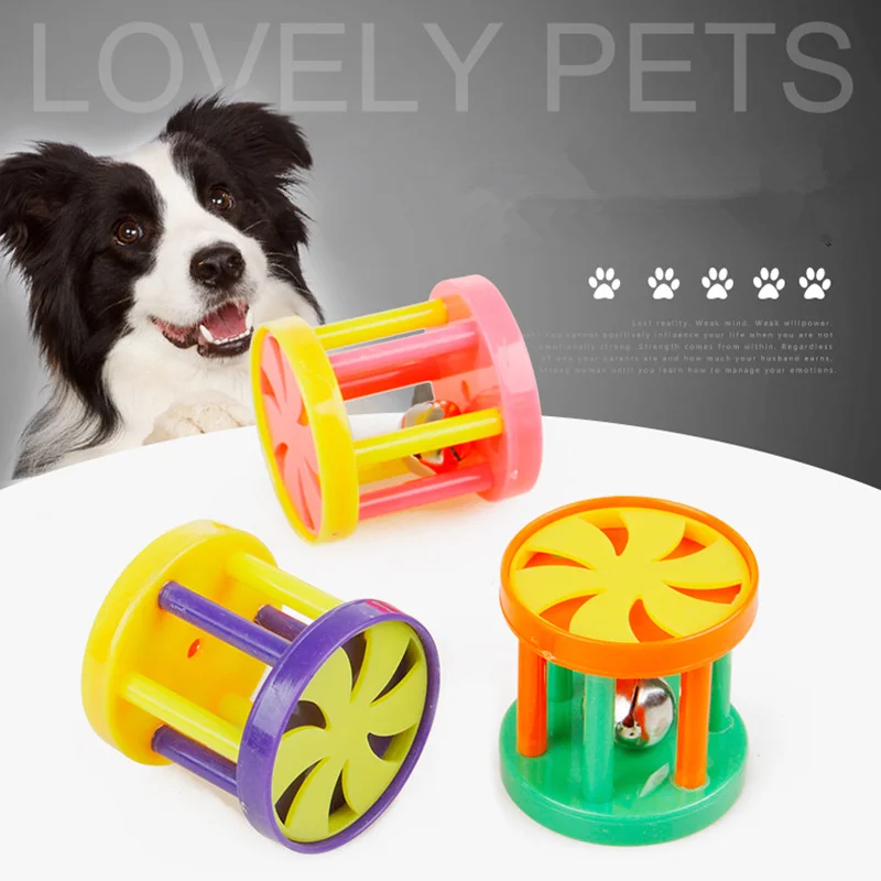 

1Pc Colorful Plastic Pet Bell Ball Toy Dog Cat Chew Sound Toy Cute Interactive Tooth Cleaning Playing Toy