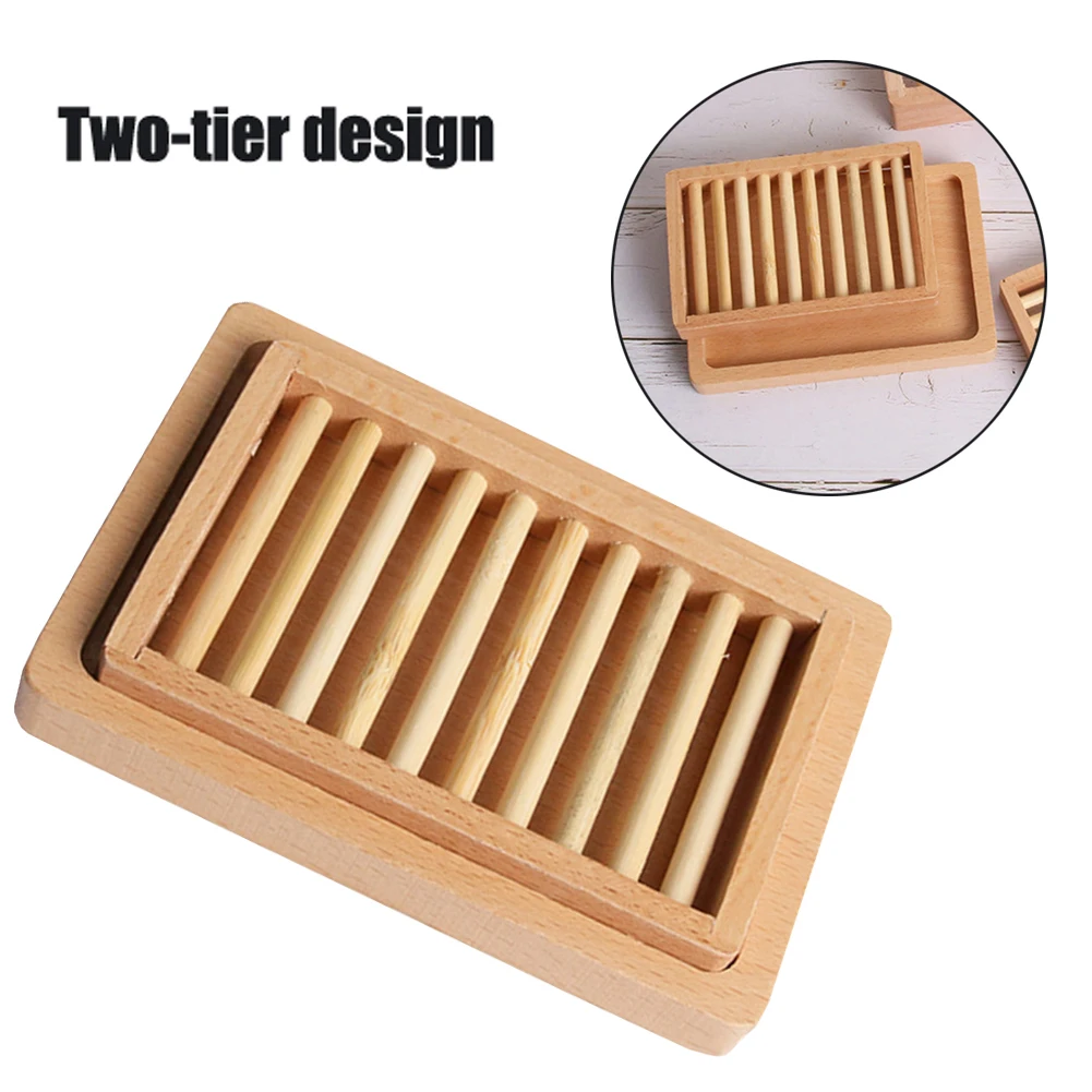 

Soap Dish Wooden Natural Bamboo Soap Dishes Tray Holder Soap Rack Plate Box Portable Soap Dish Storage Box Bathroom Accessories